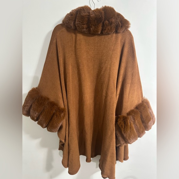 Saks Fifth Avenue Brown Faux Fur Cape - Picture 5 of 5